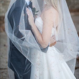 Gold Mica Flake Drop-veil style, Wedding Veil